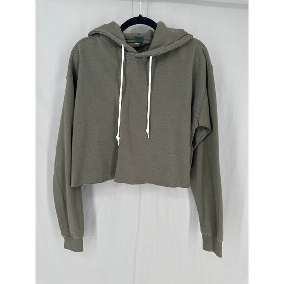 wild fable Tops - Wild Fable Hoodie Sweatshirt Womens Large Olive Green Crop Pullover Cozy